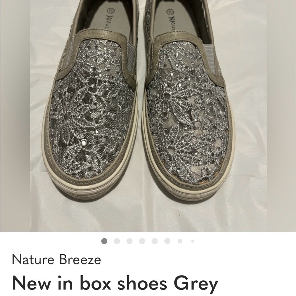 Nature Breeze Women's Silver Lace Slip-On Sneakers